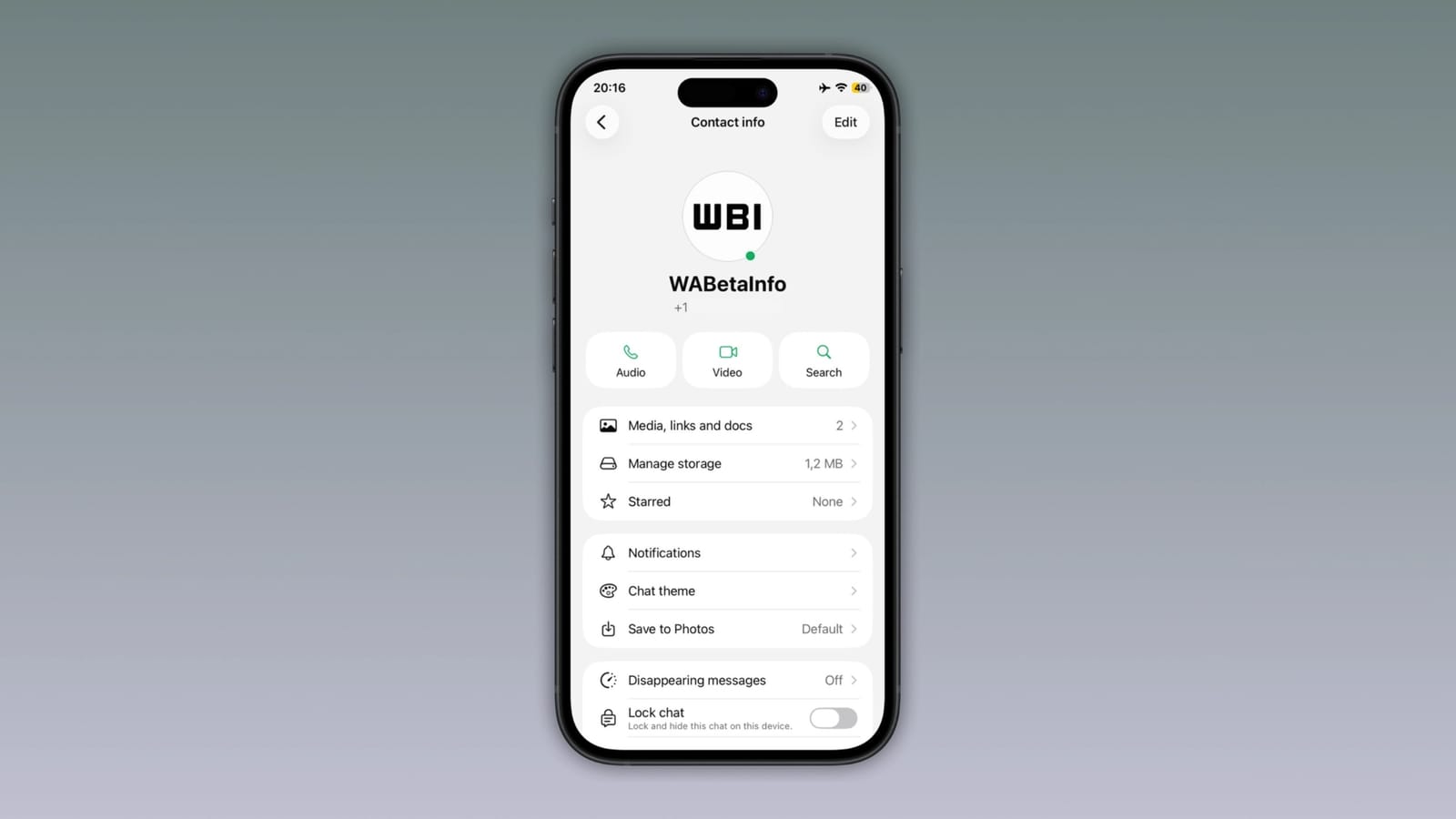 WhatsApp-Smartphone mit grünem Online-Indikator-Punkt auf einem Kontakt-Profilbild im iOS-Beta-Test